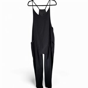 No brand Women's Black Sleeveless Jumpsuit M Casual Wide-Leg Romper
